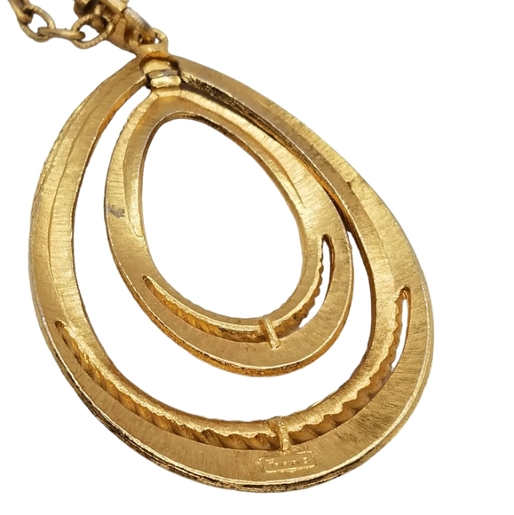 CROWN TRIFARI 60s MID CENTURY MODERN TEARDROP PENDANT NECKLACE - Picture 4 of 6